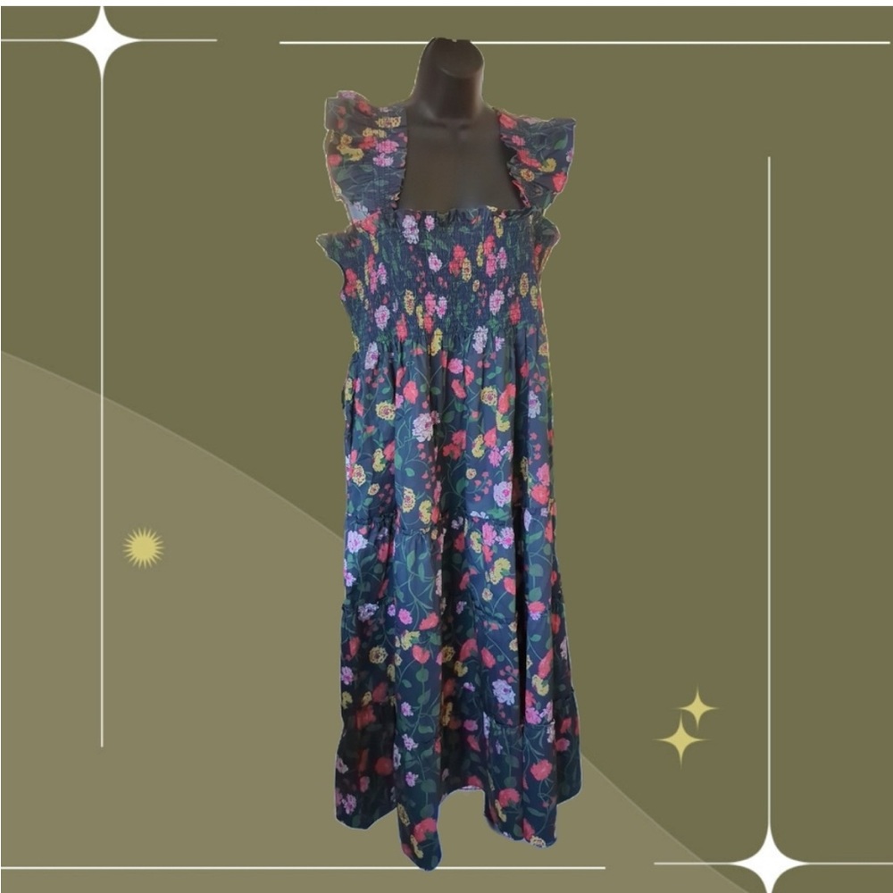 🍋✨ NWT Hill House Ellie Navy multi peony Floral Dress size xxxl pockets
